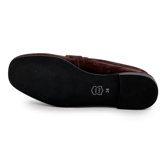 Лоферы женские CVCOVER темно-бордовые замшевые - фото 4, 9809-05 COV BORDO