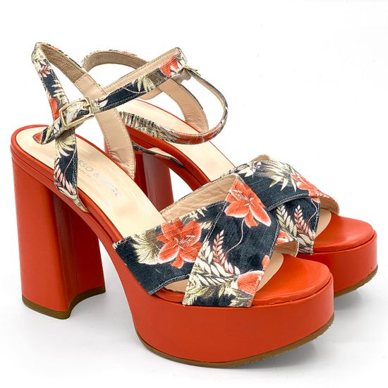 Босоножки Rosso&amp;Nero кожаные красные на платформе - фото 7, 3867 RN ROSSO