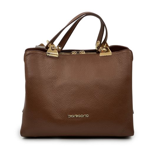 Сумка Di Gregorio коричневая кожаная - фото 1,
