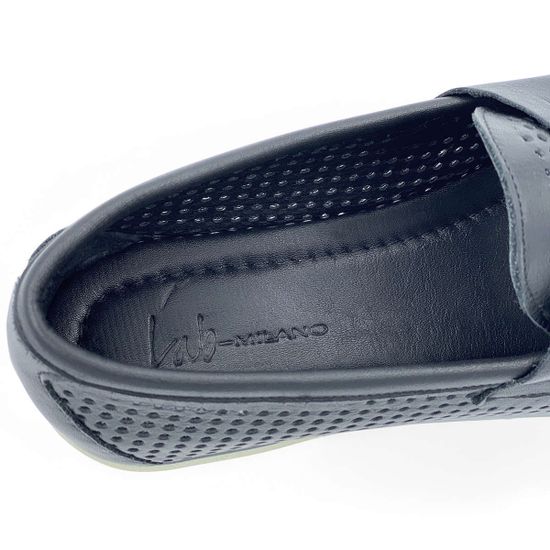 Лоферы Lab Milano черные кожаные перфорированные - фото 7, 173 LAB NERO