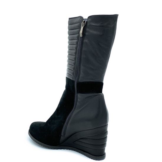 Полусапоги Giorgio Piergentili черные на байке комбинация замши и кожи - фото 3, 9322 GP