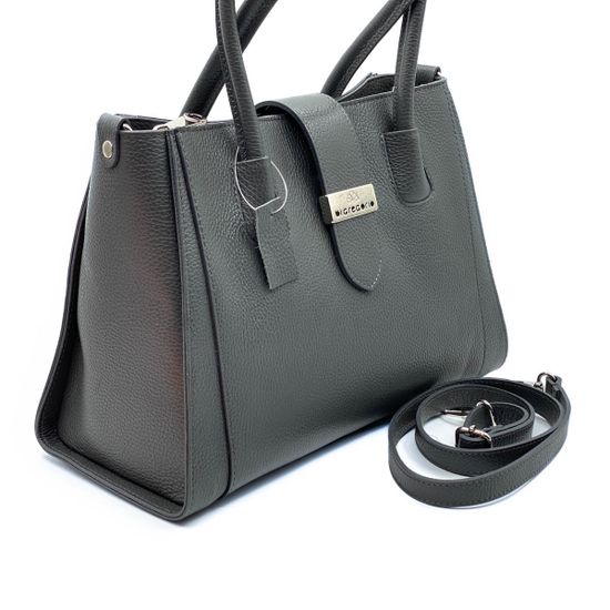 Сумка Di Gregorio серая кожаная - фото 2, 