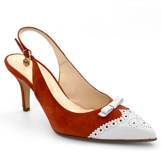 Босоножки Rosso&amp;Nero замша/лак рыже-белые - фото 2, 