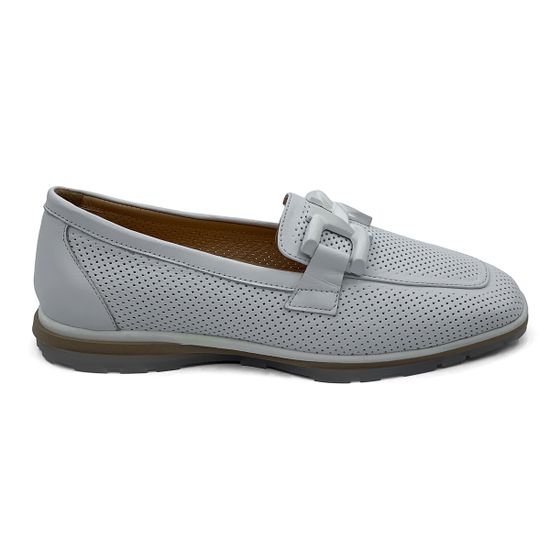 Лоферы CV COVER белые кожаные перфорированные - фото 1, 100-18 COV