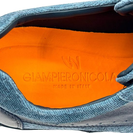 Кроссовки Giampieronicola синие кожа/текстиль демисезонные - фото 7, F338168A GPN BLU