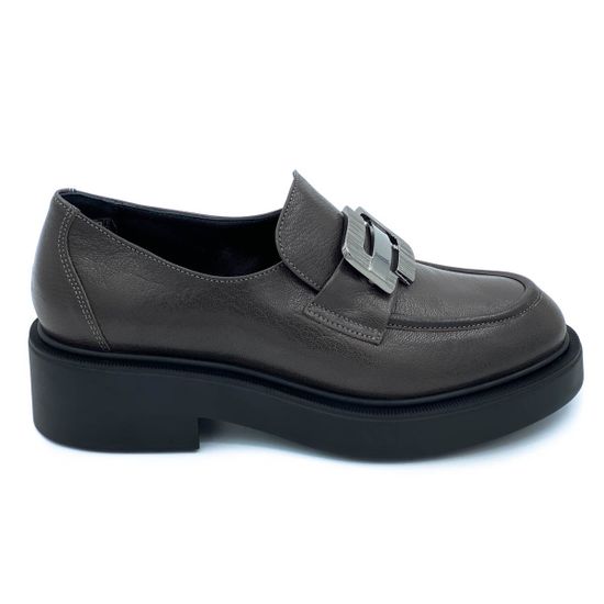 Лоферы Donna Soft серые кожаные демисезонные - фото 1, 