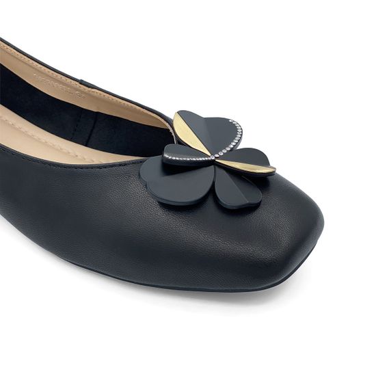 Туфли Tuffoni черные кожаные с цветком - фото 6, 