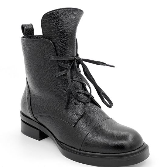 Ботинки Cover черные кожаные МЕХ - фото 2, 