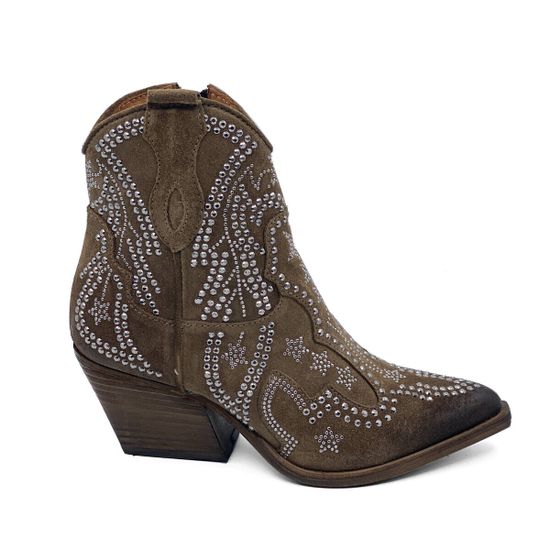 Ботинки казаки MIMMU коричневые замшевые демисезонные - фото 1, M702M14 MIM SESAMO