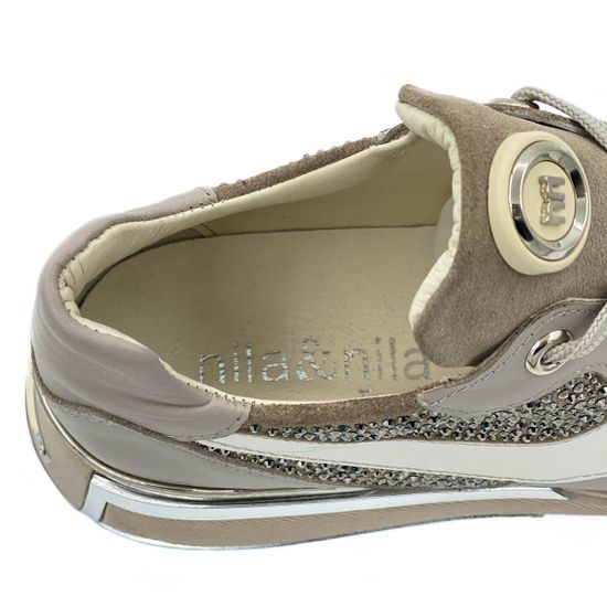 Кроссовки Nila&amp;Nila бежевые комбинация кожи и замши демисезонные - фото 7, 