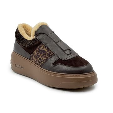 Полуботинки KELTON коричневые кожа/замша/велюр на меху - фото 2, AM4320M KEL MORO