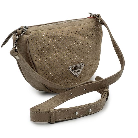 Сумка кросс-боди полумесяц Marina Creazioni бежевая кожаная - фото 2, B6522 MC BEIGE