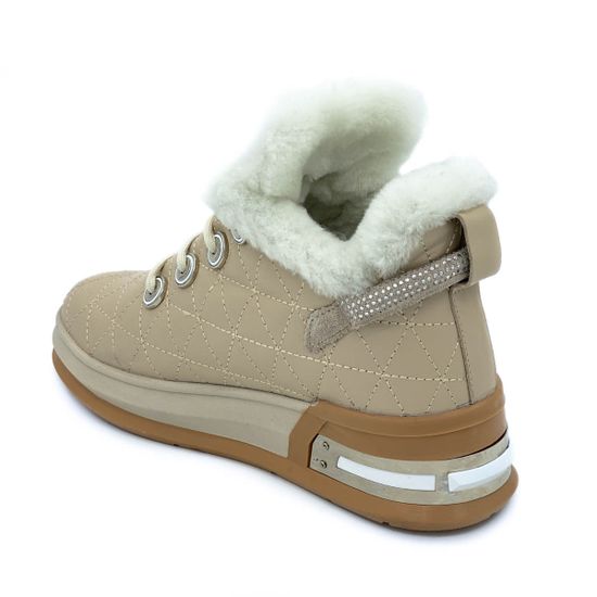 Кроссовки Marcelo Lopez бежевые кожаные МЕХ - фото 3, ER15921 ML BEIGE