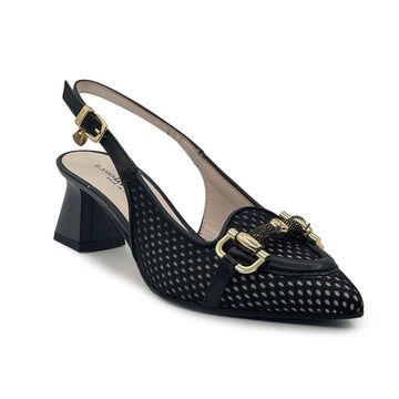 Туфли &quot;шанель&quot; Ilasio Renzoni черные кожаные с гипюром - фото 2, 8010 IR NERO