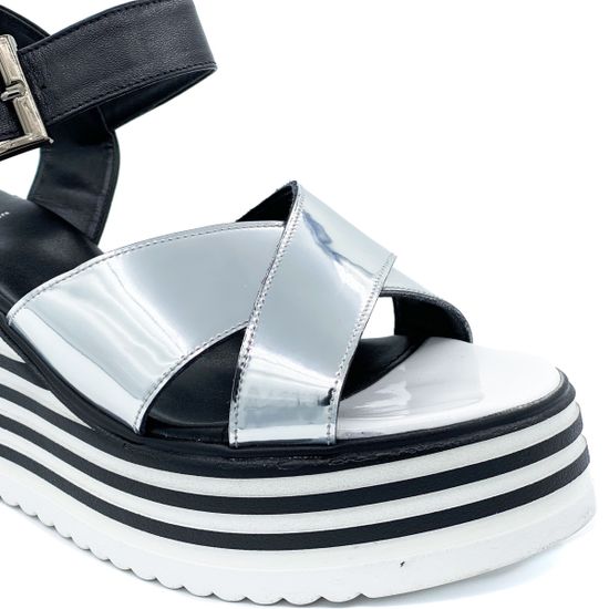 Босоножки Cover черно-серебряные - фото 6, 