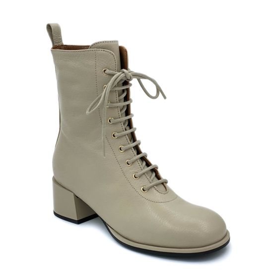 Ботильоны Mot Cle бежевые кожаные МЕХ - фото 2, 