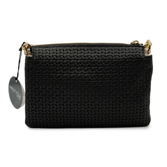 Сумка кросс-боди MOT-CLE кожаная черно-бежевая c "золотой" фурнитурой - фото 7, TRIS MOT NERO BEIGE