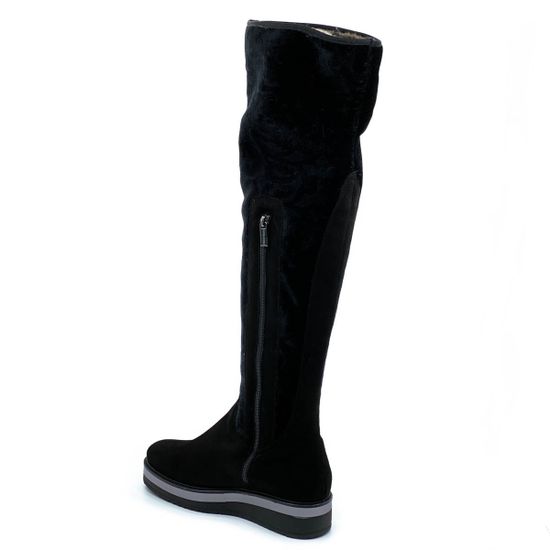 Ботфорты Loretta Pettinari черные замшевые МЕХ с велюровыми вставками - фото 3, 5071M LP