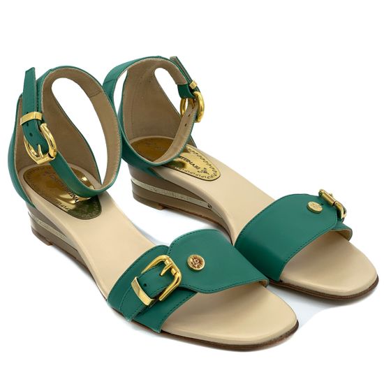 Босоножки Loretta Pettinari бежево-зеленые кожаные - фото 7, 4527 LP