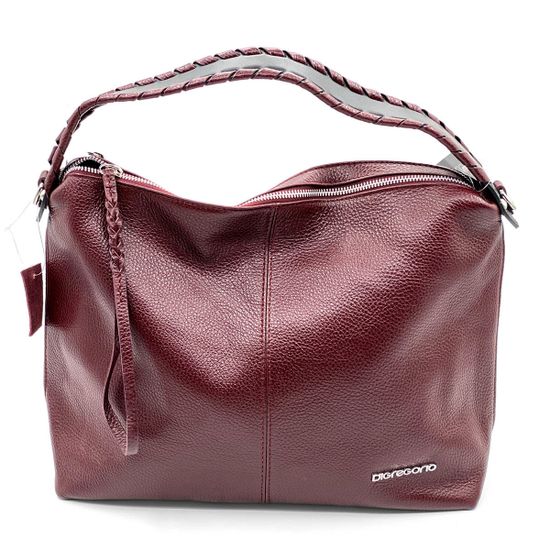 Сумка Di Gregorio бордовая кожаная - фото 1, 