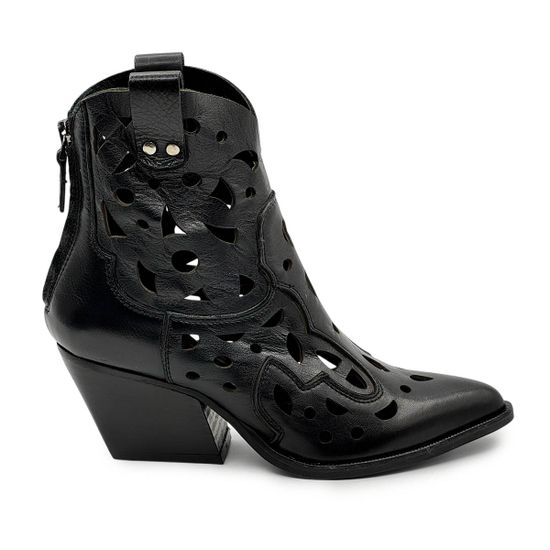 Ботинки казаки летние MIMMU черные кожаные - фото 1, M702M49 MIM NERO