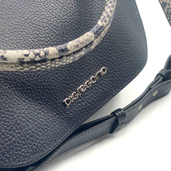 Сумка Di Gregorio синяя кожаная с ручкой под питон - фото 4, 03237 DG BLU