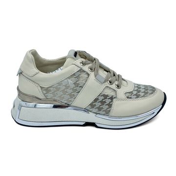 Кроссовки NILA NILA с прозрачной вставкой белые кожа/текстиль - фото 1, NO5823 NIL BIANCO