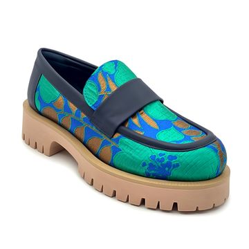 Лоферы NILA&amp;NILA кожа/тестиль синий/зеленый - фото 2, GIO24009T NIL VERDE