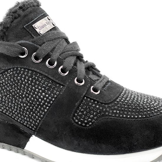 Сникерсы Gianni Renzi черные замшевые МЕХ - фото 5, RA1172D GR