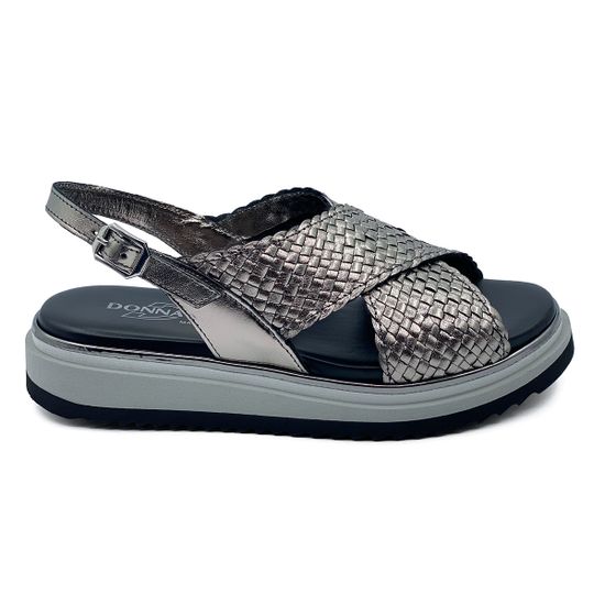 Босоножки Donna Soft  кожаные плетеные серебренного цвета - фото 1, DS1800 DS SILVER