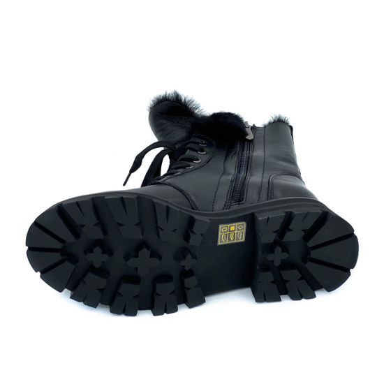 Ботинки Tuffoni черные кожаные МЕХ - фото 4, 