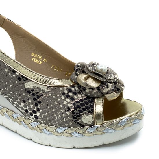 Босоножки Marzetti бежево-золотые тиснение &quot;питон&quot; - фото 6, 