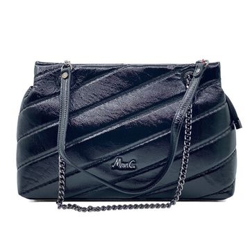 Сумка Marina Creazioni черная из стеганой лакированной кожи - фото 1, B6698 MC NERO LAK