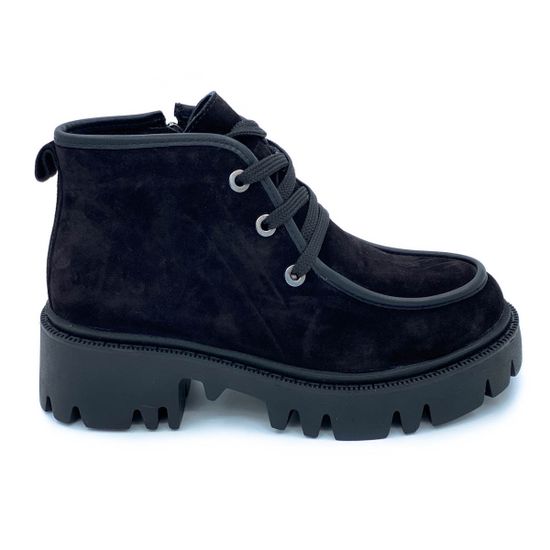 Ботинки Cover черные замшевые МЕХ - фото 1, 895-2-34 COV