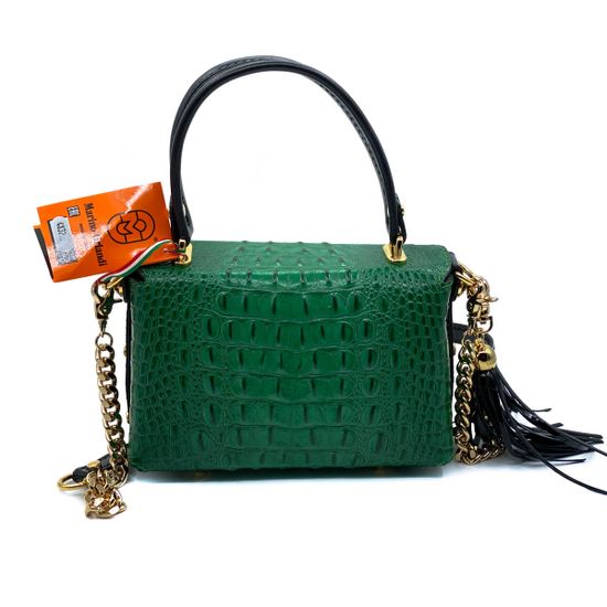 Сумка Marino Orlandi зеленая кожаная крокодил - фото 3, 