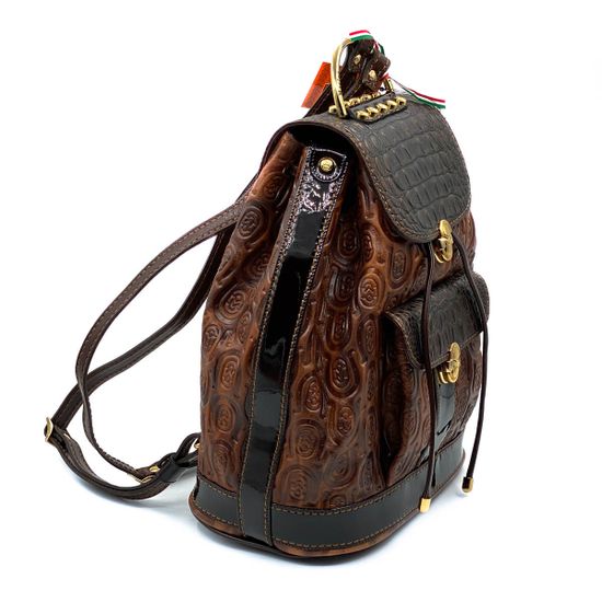 Рюкзак Marino Orlandi коричневый кожаный крокодил - фото 2, 