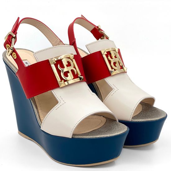 Босоножки Renzi кожаные триколор красный синий белый - фото 7, 