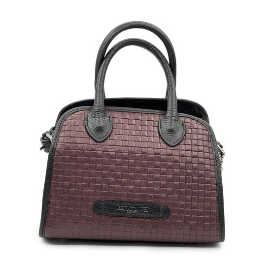 Сумка Renato Angi черная/бордовая кожаная плетенная - фото 1, 3450217 RA BORDO