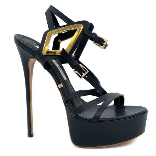 Босоножки Gianmarco Lorenzi черные кожаные - фото 1, 