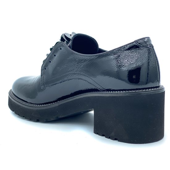 Полуботинки женские Donna Soft из черного наплака на устойчивом каблуке - фото 3, 