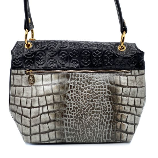 Сумка Marino Orlandi черно-белая крокодил - фото 4, 