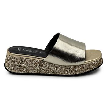 Шлепанцы Francesco V золотистые кожаные со стразами - фото 1, T118 FV ORO