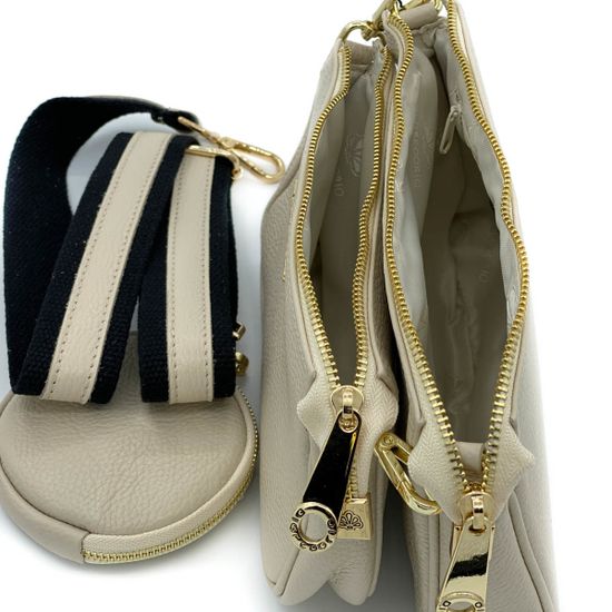 Клатч Di Gregorio бежевый кожаный - фото 4, 