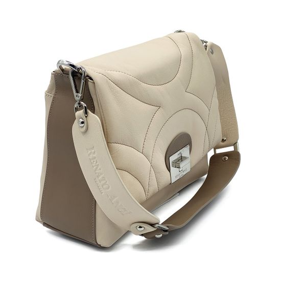 Сумка Renato Angi бежево-коричневая кожаная стеганая - фото 2, 