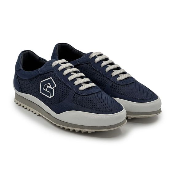 Кроссовки GIAMPIERONICOLA синие/белые кожаные перфорированные - фото 8, 45502C GPN BLU