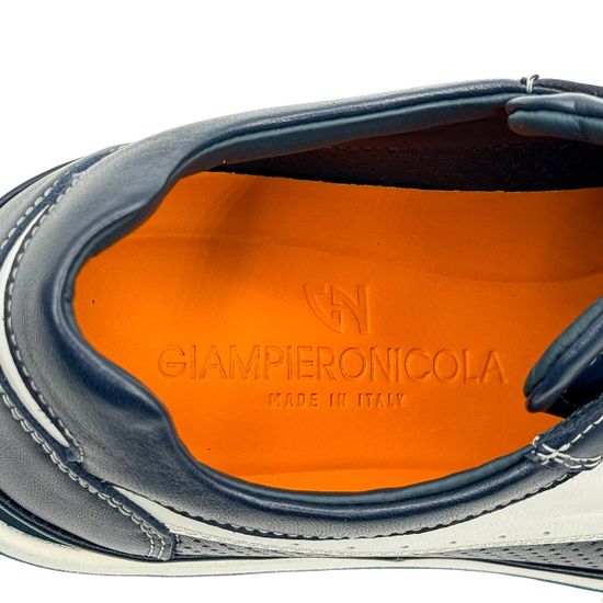 Кроссовки Giampieronicola синие/белые кожаные перфорированные - фото 7, F338167 GPN BLU BIANCO