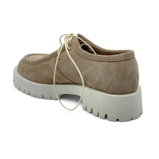 Полуботинки MIMMU замшевые бежевые со шнуровкой - фото 3, E007E2 MIM NUDE