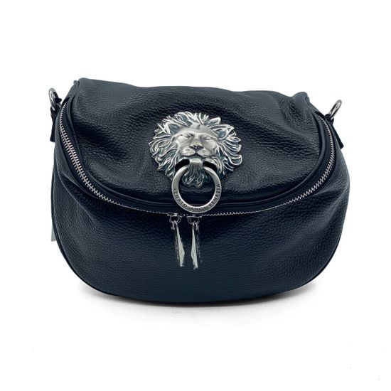 Сумка Renato Angi черная кожаная со львом - фото 1, 