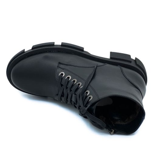 Ботинки Cover черные кожаные МЕХ - фото 5, 76913-2 COV