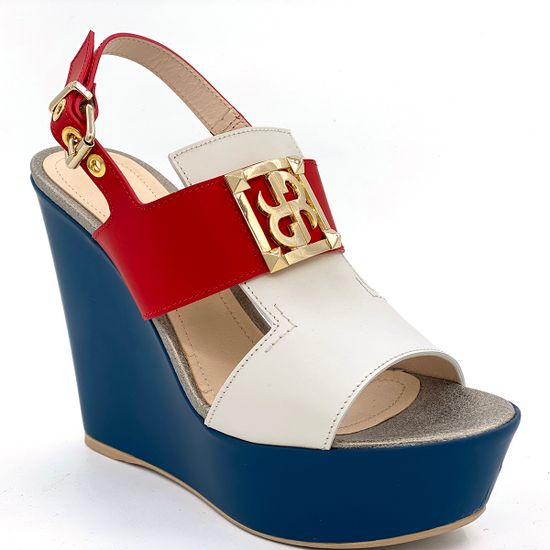 Босоножки Renzi кожаные триколор красный синий белый - фото 2, 